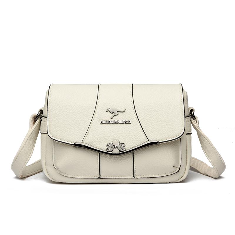 

New Fashi Brand Women s Leather Crossbody Bags Small Shoulder Handbag Casual Flap Purse for Girls Ladies Daily Use Lightweight бежевый