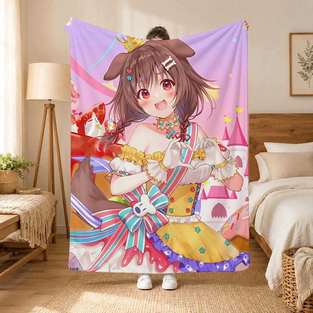 Внугами Короне Vtuber Бросок 240 г Фланелевое одеяло, Подходит для диванов, кроватей, офисов, Изысканные подарочные одеяла