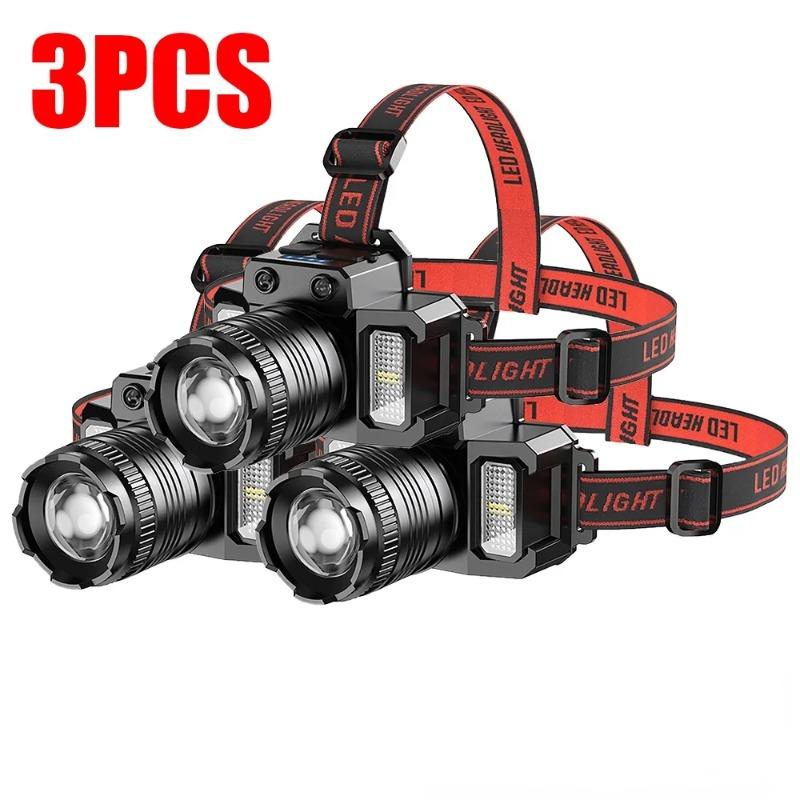 T51 Lens Light Powerful LED Induction Headlamp Rotating Zoom USB Rechargeable Head Flashlight Outdoor Camping Fishing Headlight