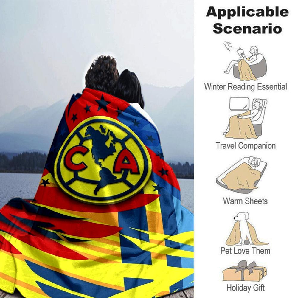 Club América Print Flannel Blanket High Quality Warm Comfortable Cover for All Seasons Perfect for Gifts Home Decor