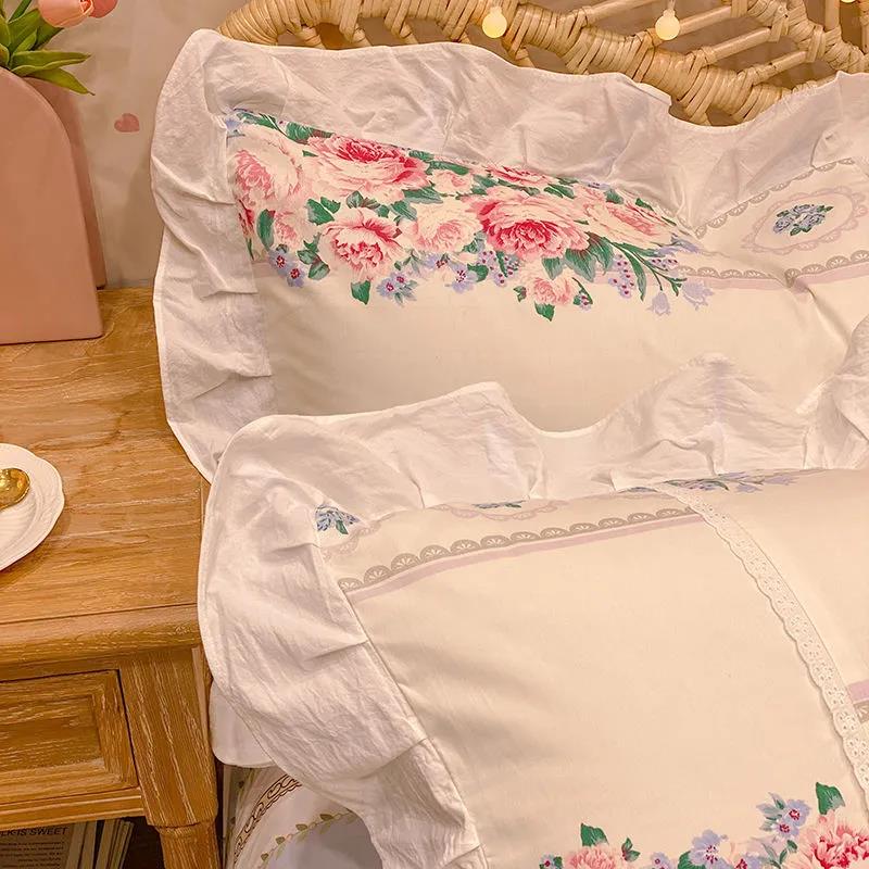 Federe per cuscini Princess in cotone di alta qualità Un paio di federe grandi con stampa floreale Biancheria da letto da 48 * 74 cm