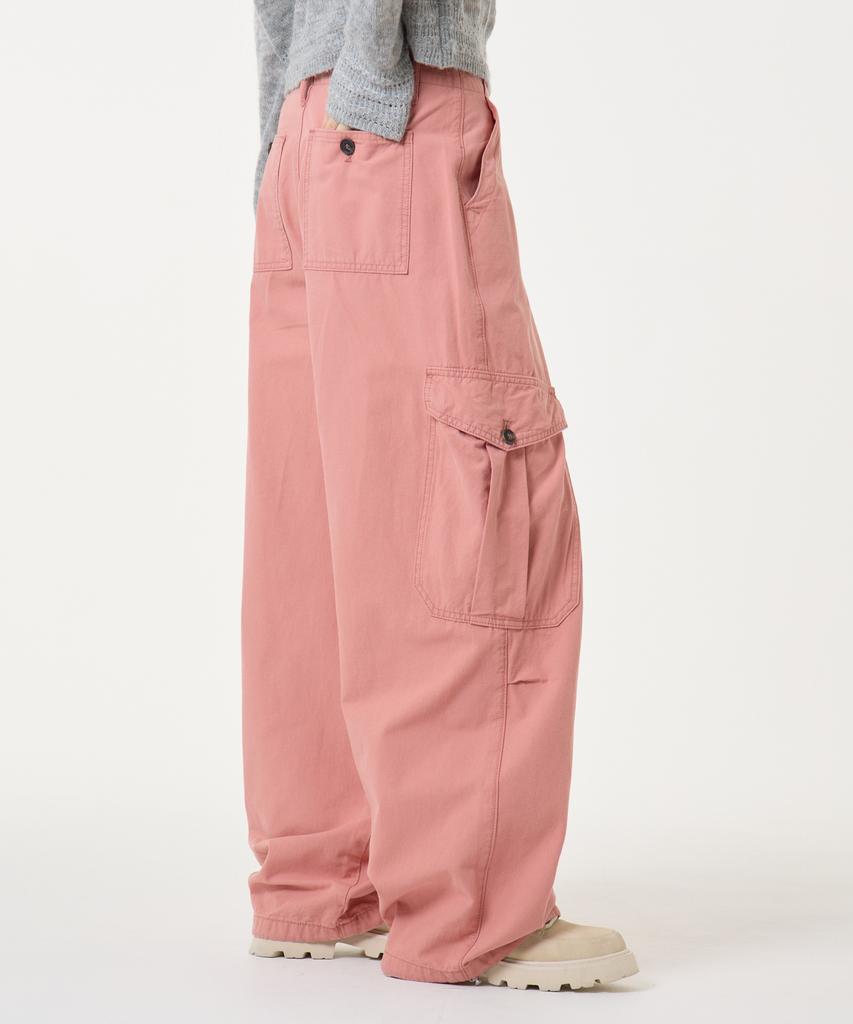 UNKNOWN PLANET Chin Pleated Wide String Cargo Cotton Pants Pink