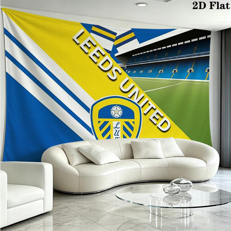 Leeds United Logo Wall Tapestry Aesthetic Wall Hanging Printed Fabric Blanket Decorative Tapestries for Bedroom Living Room Home Decor