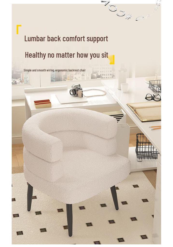 Nordic Minimalist Lambswool Single Sofa Chair with Solid Wood Frame