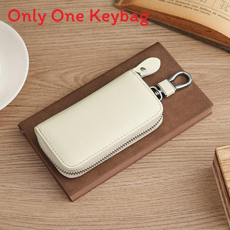 Genuine Leather Car Key Case With Card Holder For Daily Use