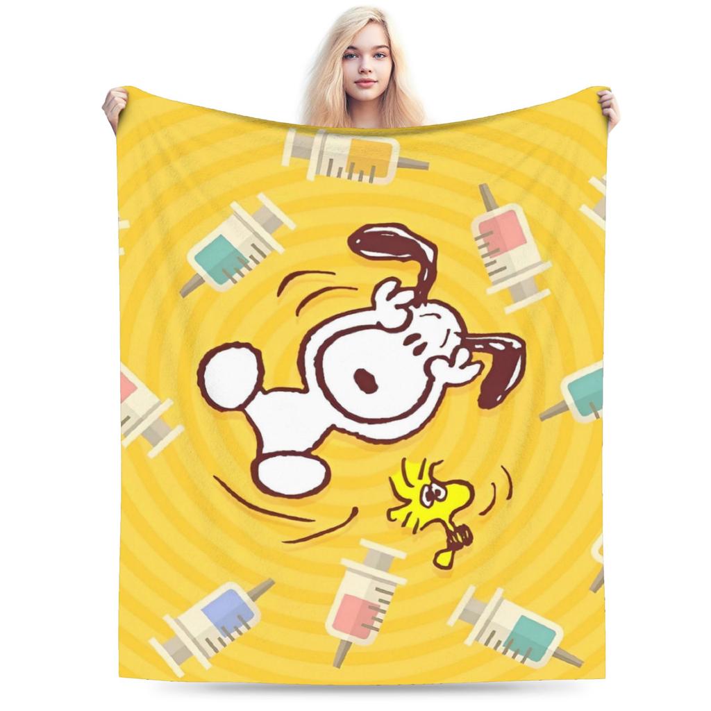 Snoopy & Woodstock Pattern Blankets Fleece Funny Soft Throw Blankets for Bedspread Winter