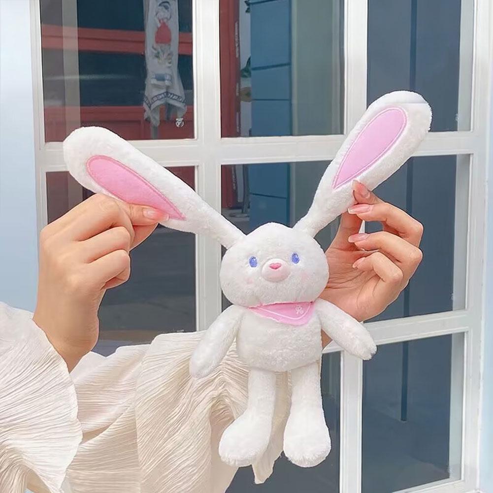 Cute Pull Ear Rabbit Plush Soft Stuffed Bunny Doll Bag Pendant Stress Relief Creative Gift for Kids 20cm