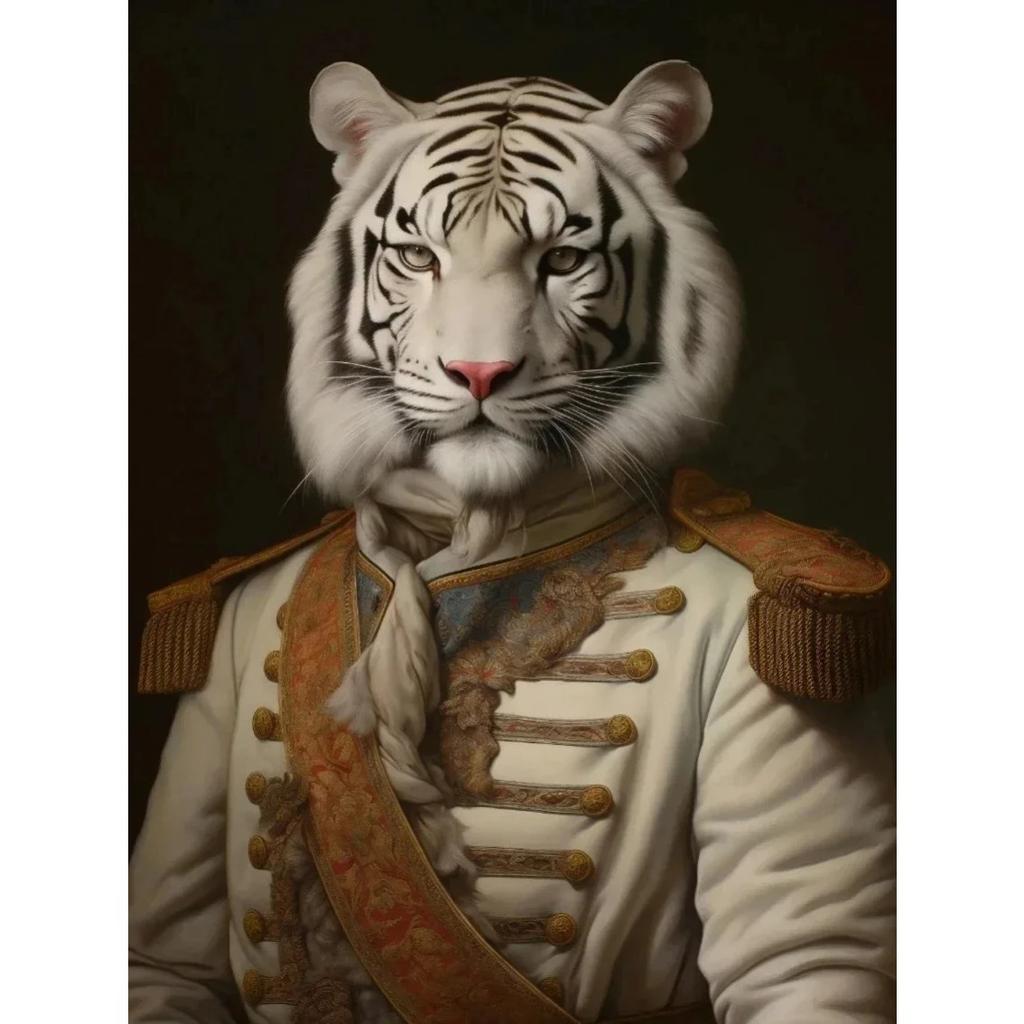 Vintage Palace Aristocrat Gorgeous Costume Animal Tiger Lion Deer Art Poster Canvas Paintings Wall Art Pictures Home Room Decor