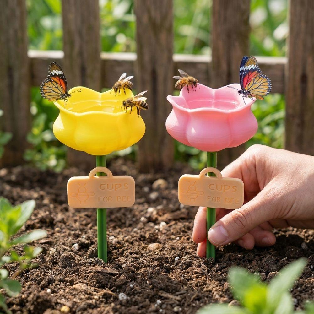 Plastic Bee Watering Station Colorful Animals Feeder Insect Drinking Device Pollinator Friendly