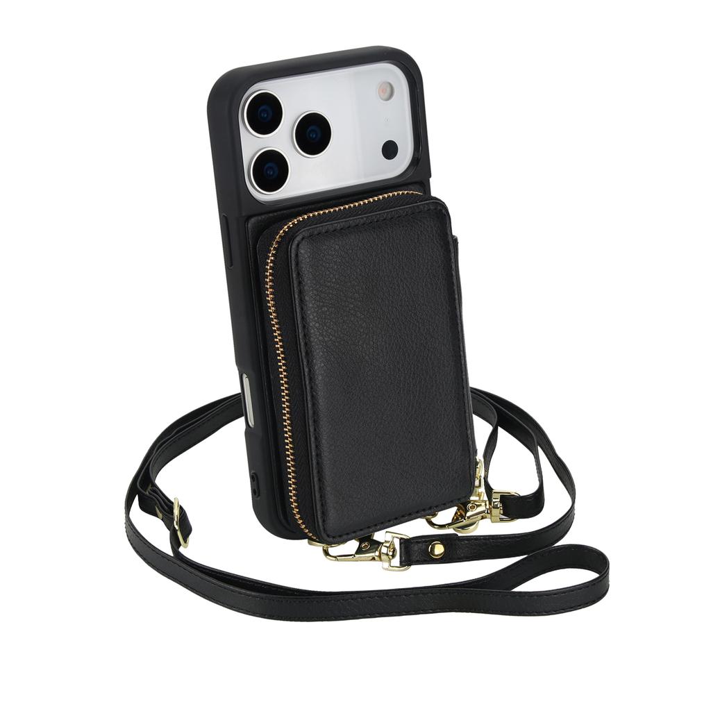 Crossbody Zipper Card Slot Wallet Flip Leather Phone Case For iPhone 17 Pro Max 16 Plus 15 14 13 12 11 RFID Pocket Strap Cover
