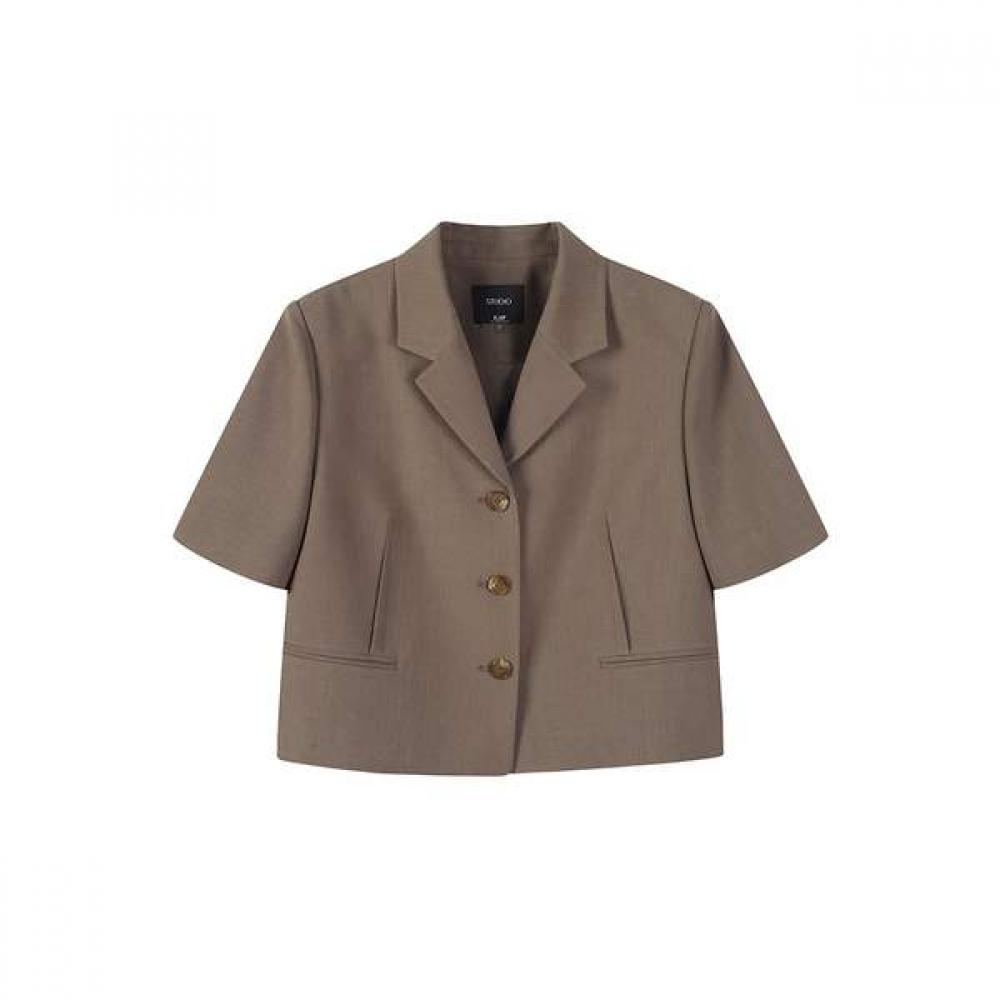 

Lap Welt Pocket Short Sleeve Crop Jacket As2wj464 BR (brown)/S
