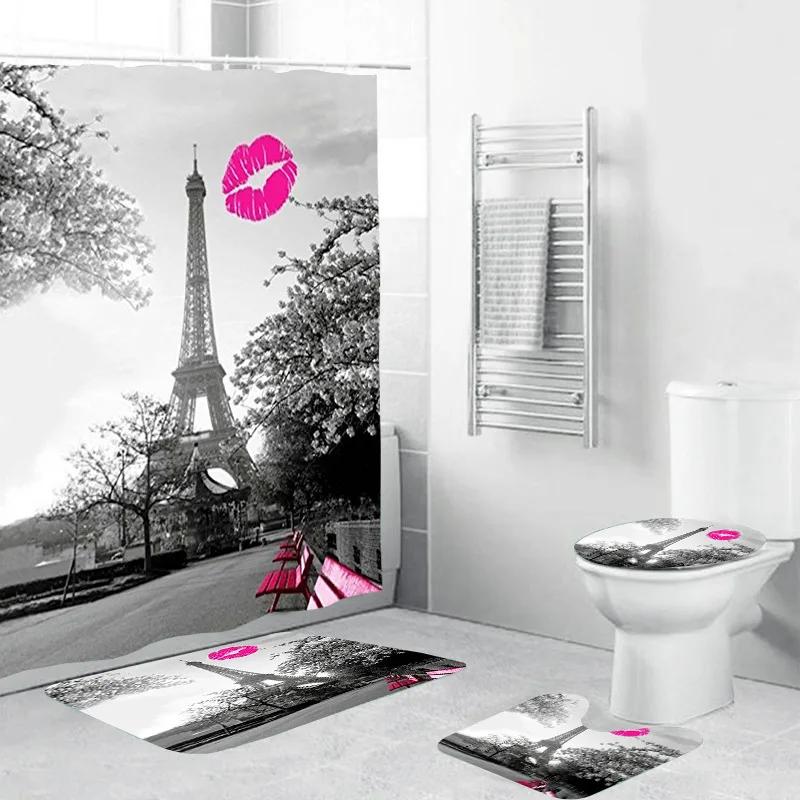 

Shower Curtains 180Cm Eiffel Tower Printed Paris Style Bathroom Curtain Romatic Water Repellent 71 Inches Home Decorative Scenic W60H190(CM)-1 Pcs
