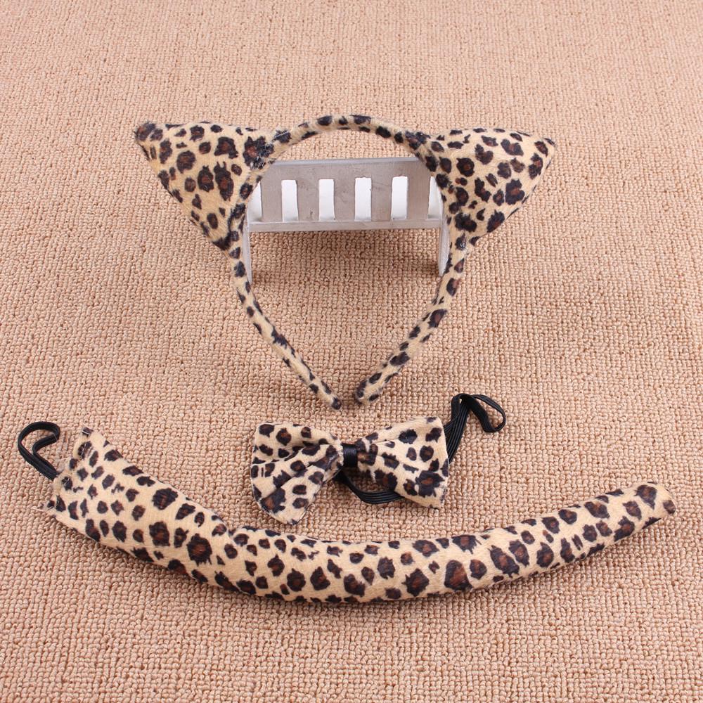 Set Fascia e Coda Animali per la Festa dei Bambini - Orecchie di Coniglio, Gatto, Tigre con Collare