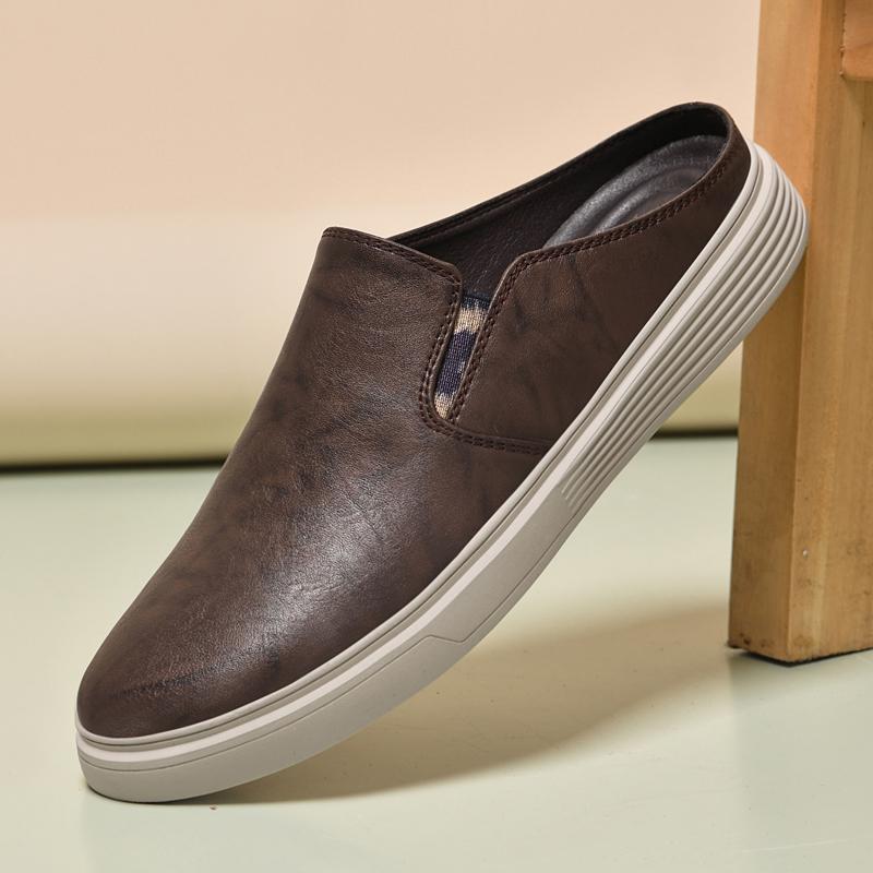 

Fashion Men s Slip on Loafers Breathable Casual Muller Shoes Lightweight Comfortable Driving Shoes for Men Fashion Flat Moccasin Shoes 38 коричневый