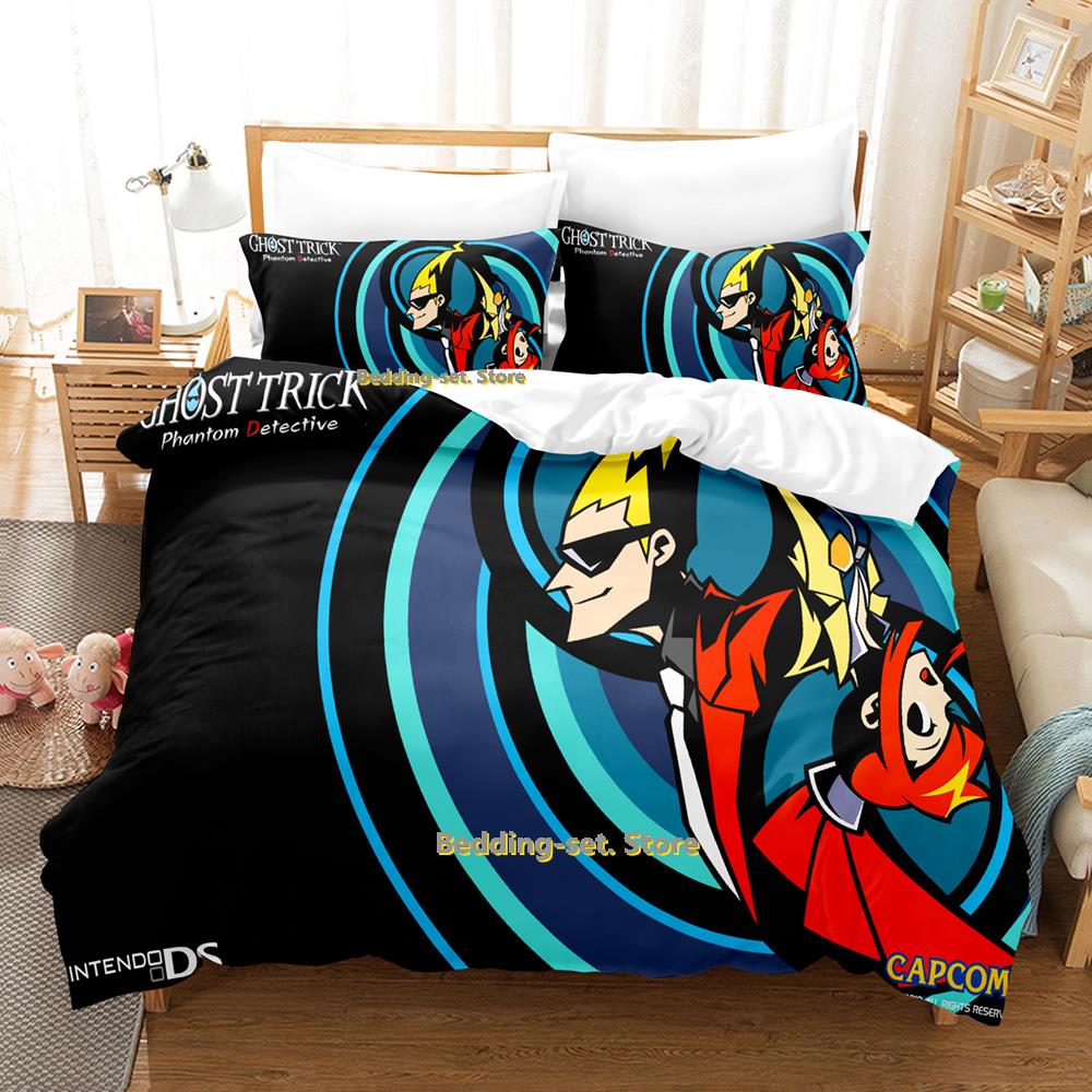 Game Ghost Trick Bedding Set Single Twin Full Queen King Size Bed Set Adult Kid Bedroom Duvetcover Sets Personality Anime Bed