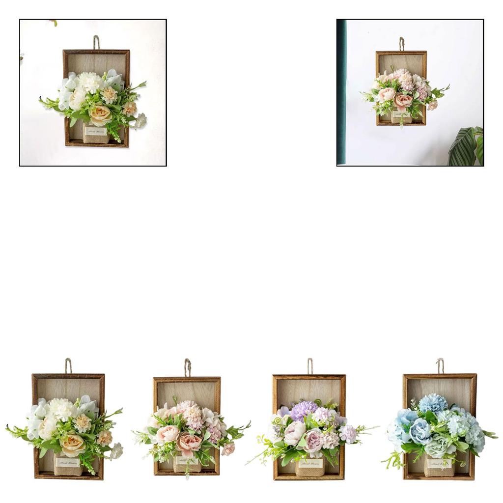 Simulated Flower with Frame Simulated Flower In Wooden Frame Hanging Ornament for Windowsill