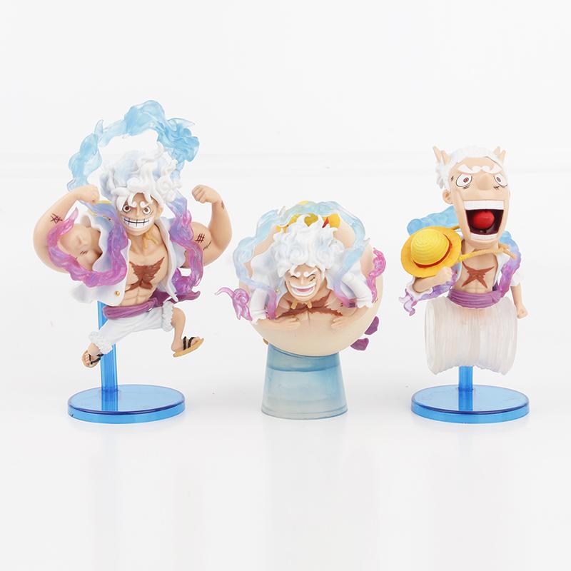 5pcs/set One Piece Gear 5 Sun God Nika Luffy Anime Figures Pvc Model Toys 12cm