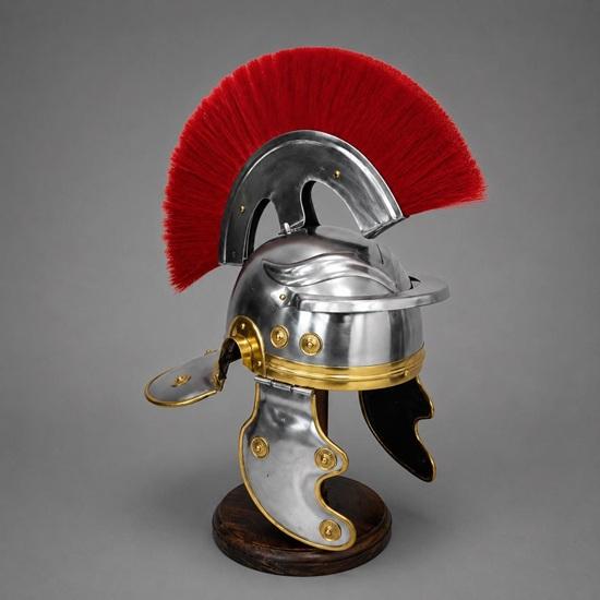Roman Centurion Helmet with Red Plume Handmade Steel Gladiator Helmet Wearable Historical Replica Armo