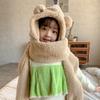 Warm Knitted Rabbit Ear Hat With Scarf Kids Women Winter Outdoor Wear Soft Fleece Lined Adjustable Hooded Beanie