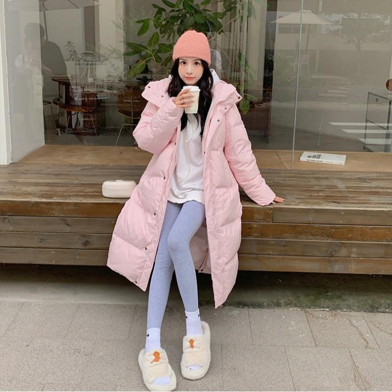 Womens Long Puffer Coat 90% White Duck Down 300g Fill Warm Loose Fit Hooded Winter Jacket Daily Commute