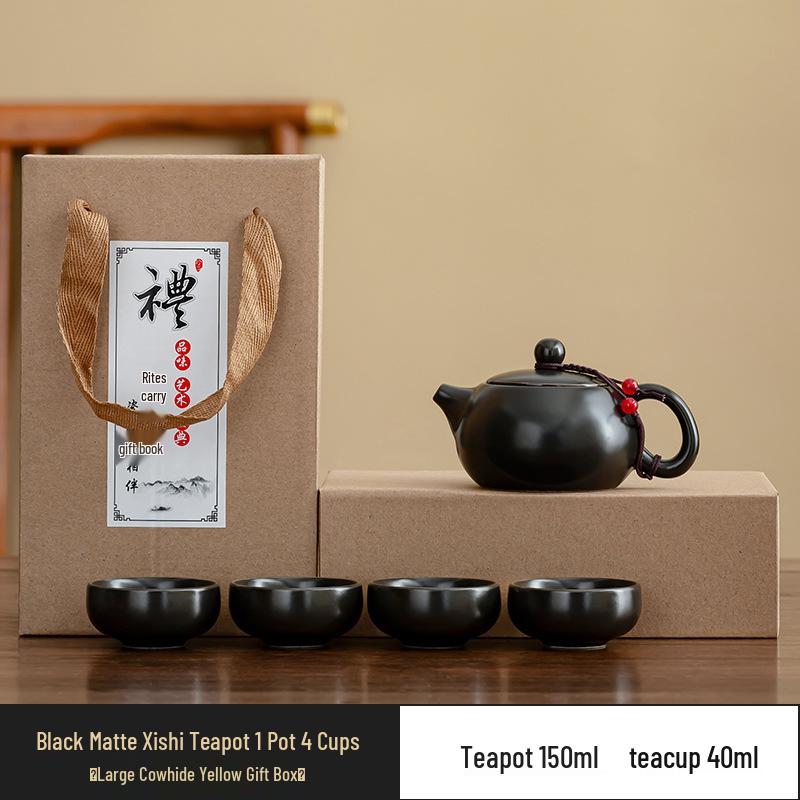 Ding Kiln Travel Tea Set: Ceramic Xi Shi Pot with Two Cups and Four Cups - Creative Gift