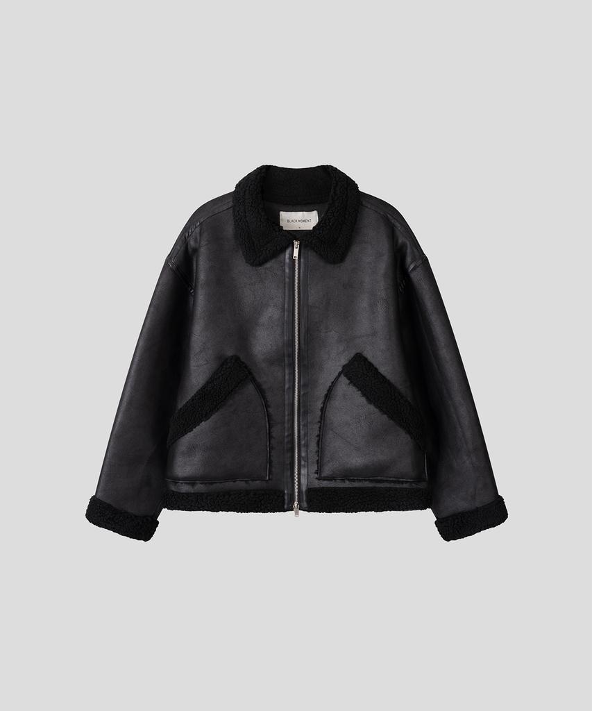 Black Moment Contrast Shearling Panel Mustang [Black]