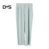 2 Pcs/Set Women Coat Pants Set Lapel Single Button Mid Length Cardigan Sleeveless Jacket Wide Leg High Waist Straight Trousers Lady Formal Commute