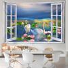 Imitace oken Krajina Tapiserie Nástěnný závěs Přímořská scenérie Kolej Bohémský obývací pokoj Domácí dekorace
