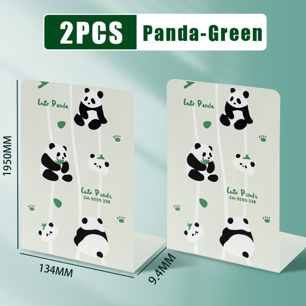

2PCS Non-slip Desktop Bookends Capybara Panda Book Organizer Books Storage Rack School Office Panda-Green