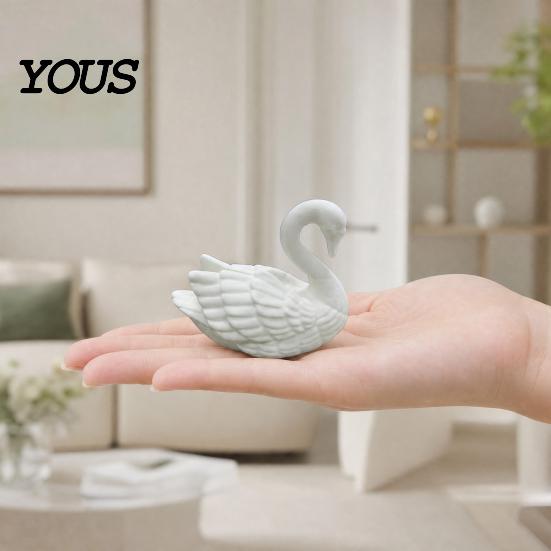 Stable Base Figurine Swan Figurine, 3D Printed White Statue, Modern Minimalist Small Desk Accessory Tabletop Ornament for Living Room, Office,