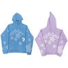 Mens Hooded Sweatshirt Spider Web Star Print Streetwear Casual Loose Fit Teens