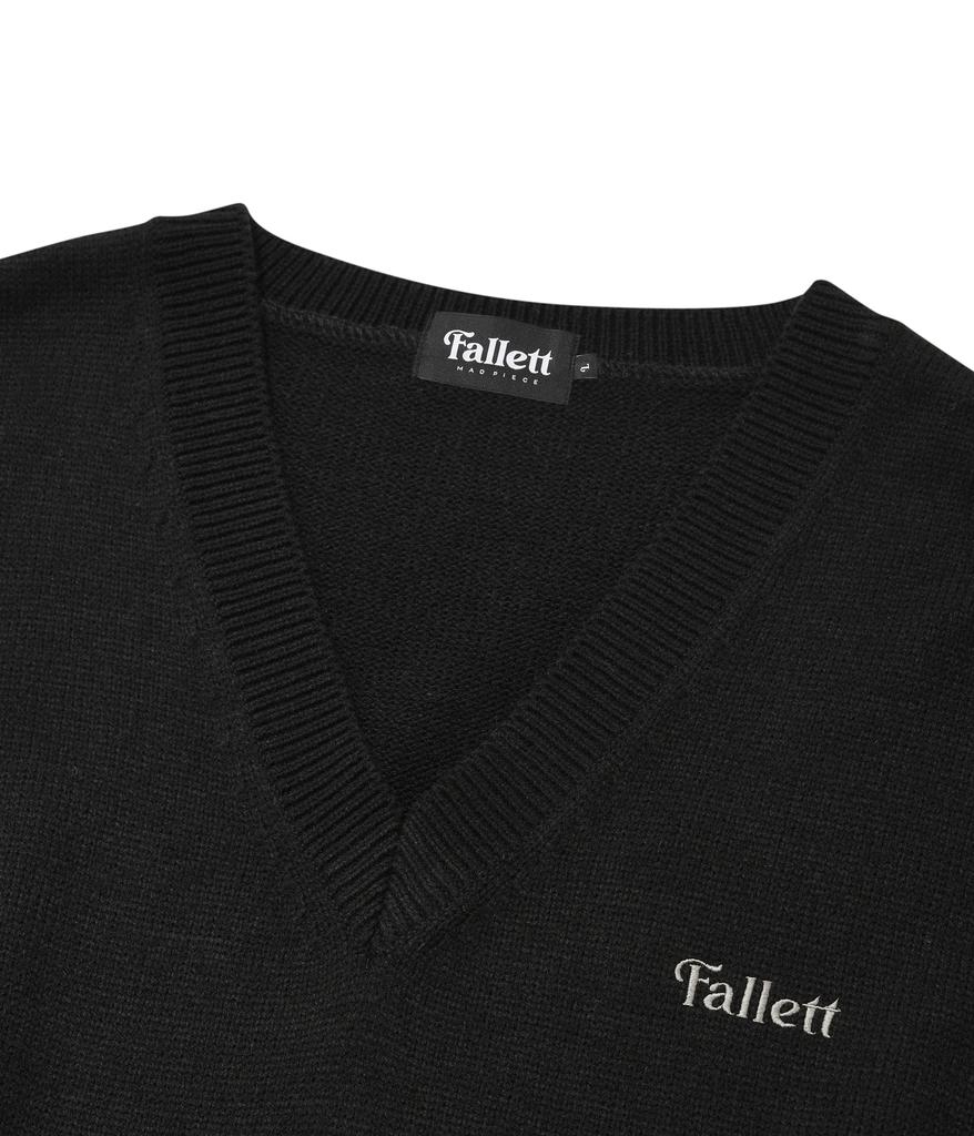 Fallett V-Neck Knit Vest Black
