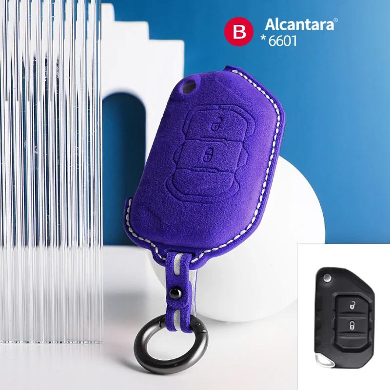 Interior Mouldings Car Remote Key Case Cover Shell For Jeep Wrangler JL JK JLU XD Gladiator JT Protector Suede Alcantara Accesso