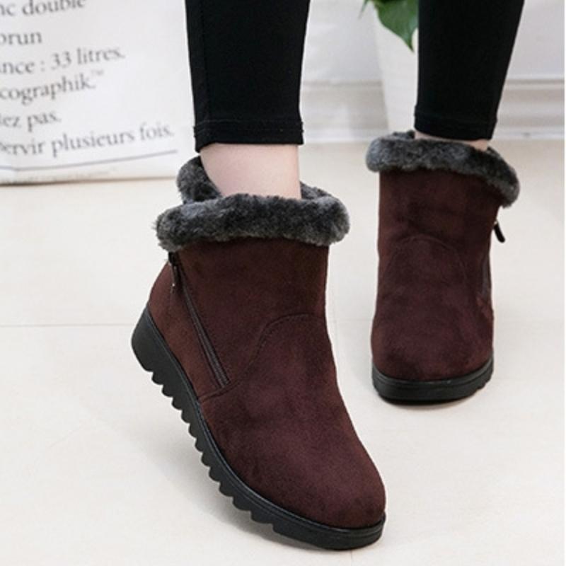 

Женские теплые повседневные зимние ботинки для снега, удобные ботинки на платформе с застежкой-молнией 42