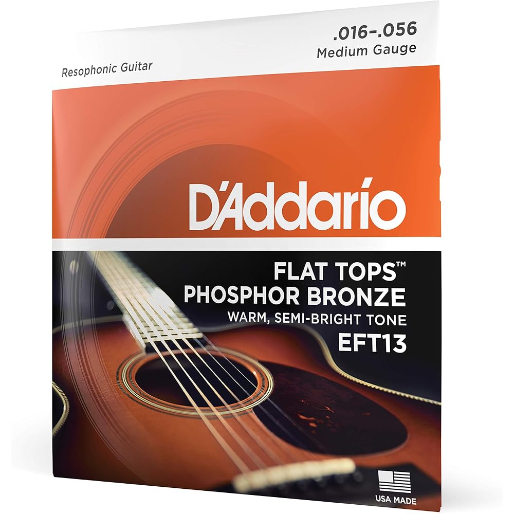 D Addario Flat Tops Phosphor Bronze Acoustic Guitar Strings .016-.056 Resophonic Guitar Set