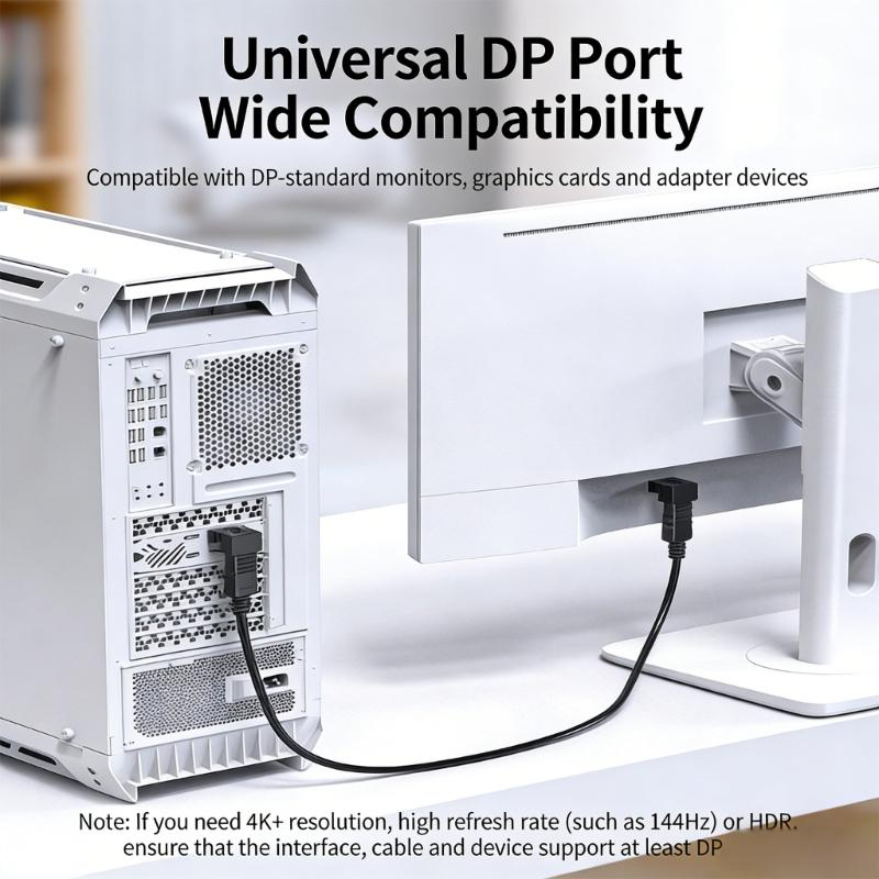 Professional 8K  90 Degree Adapter Converter Connector Male to Female Video for Laptop Monitor Projectors