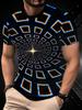 Men's 3D Vortex Square Optical Illusion Printed T-shirt, Casual and Fashionable Round Neck Top, Summer Casual Short Sleeved Streetwear