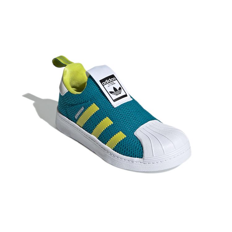 adidas Originals SUPERSTAR 360 Abrasion Resistant Breathable Low Top Kids' Skateboarding Shoes Green White Yellow FX4910