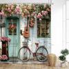 Tenda Doccia Vintage Strada Italiana Architettura ad Arco Pianta Floreale Scenario Tessuto Decorazione Bagno Casa Tende da Bagno con Ganci