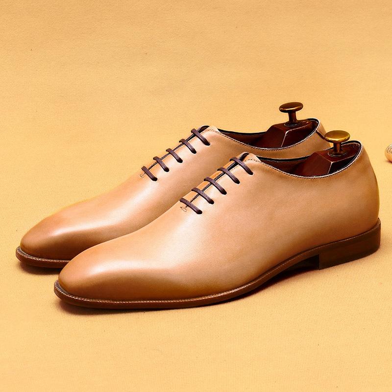 Internet Celebrity Green Leather Shoes Men'S Niche Whole Cowhide Soft Leather Oxford Shoes