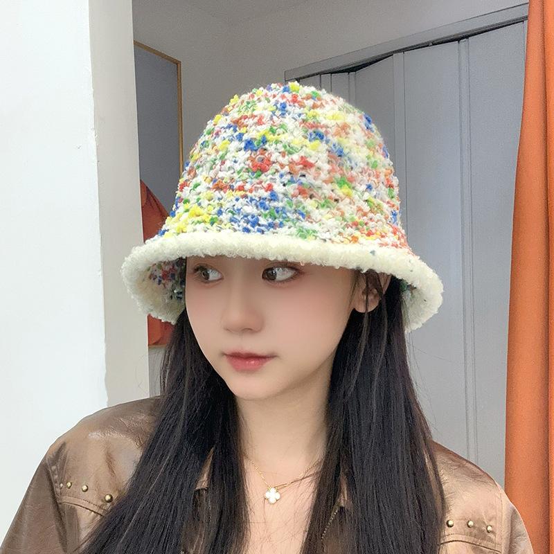 

Rabbit hair knitted plush fisherman s hat children autumn and winter thickened warm ear protection versatile face small wool hat M（56-58cm）