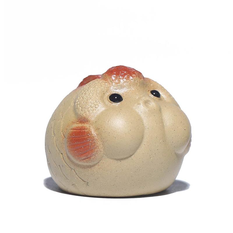 Yixing Clay Teapet Goldfish Ornament Sprays Water Good Luck Incense Holder Tea Ceremony Accessory Bubble Blowing Fish