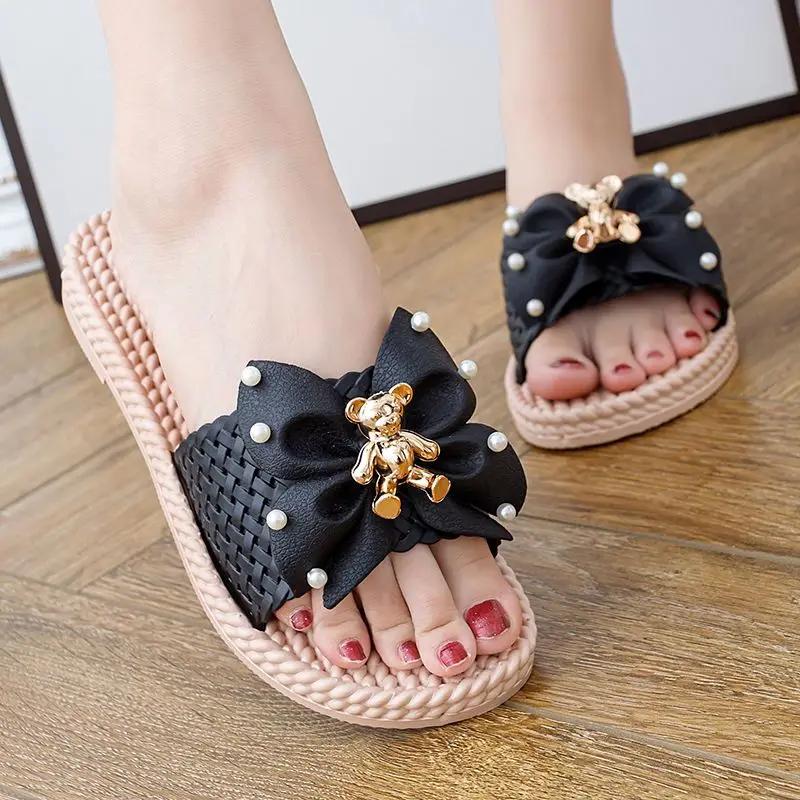 Fashion Flat Woman Slippers Bathroom Sandals Small Size On Offer Shoe Wholesale Summer 2025 Shoes for Women Korea Style Slides Promotion