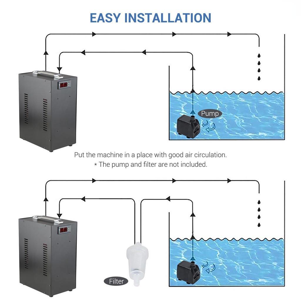 20L LCD Display Quiet Fish Tank Cooling System for Fish Water Grass Coral Shrimp Farming Aquarium Chiller Aquarium Cooler