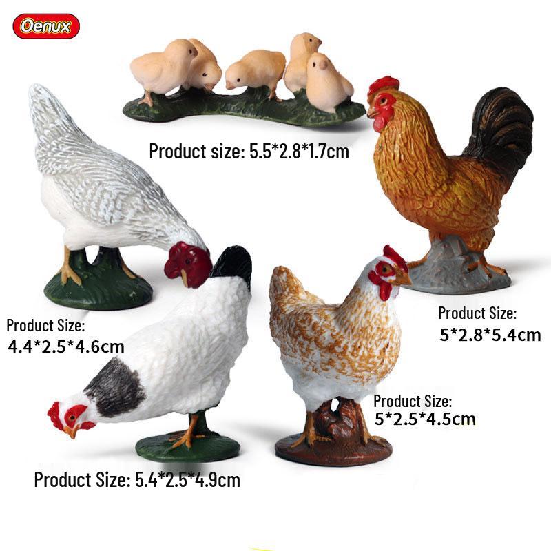 Animal Model Ranch Set: Chicken, Dog, Cow, Sheep, Horse Miniature Toy Scene