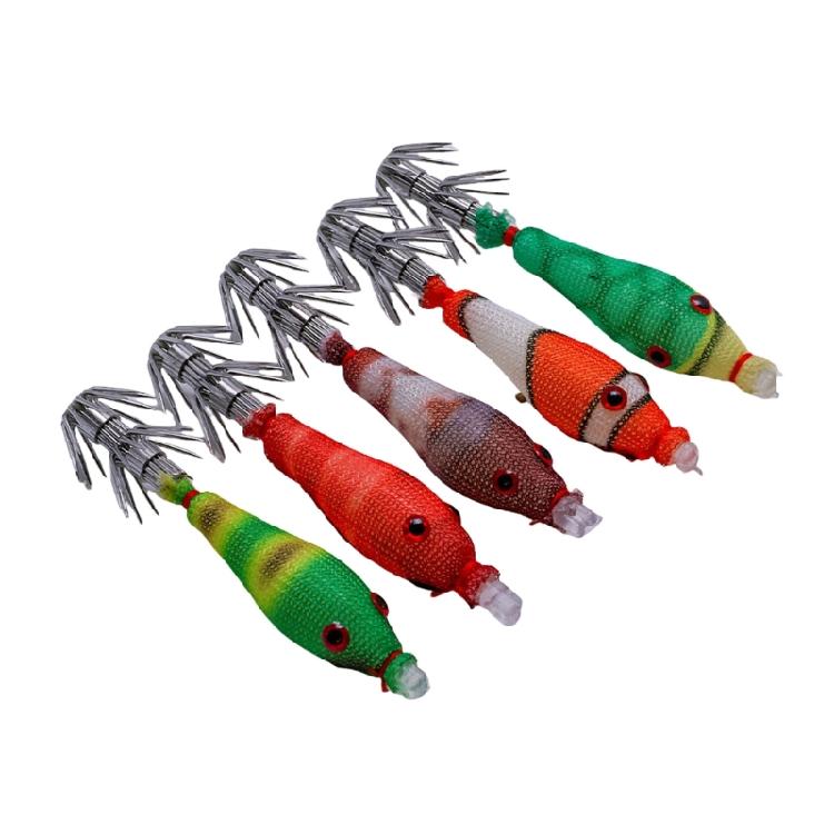 5Pcs Squid Jigs Lures Cuttlefish Sleeve Squid Jigs Baits Night Fishing Octopuses Lures Soft Artificial Shrimp Baits 1