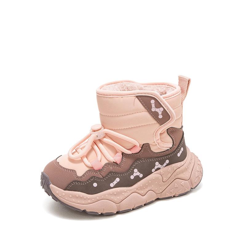 Girls snow boots 2025 winter new children's large cotton shoes piled thickened autumn and winter girls and older children snow cotton waterproof