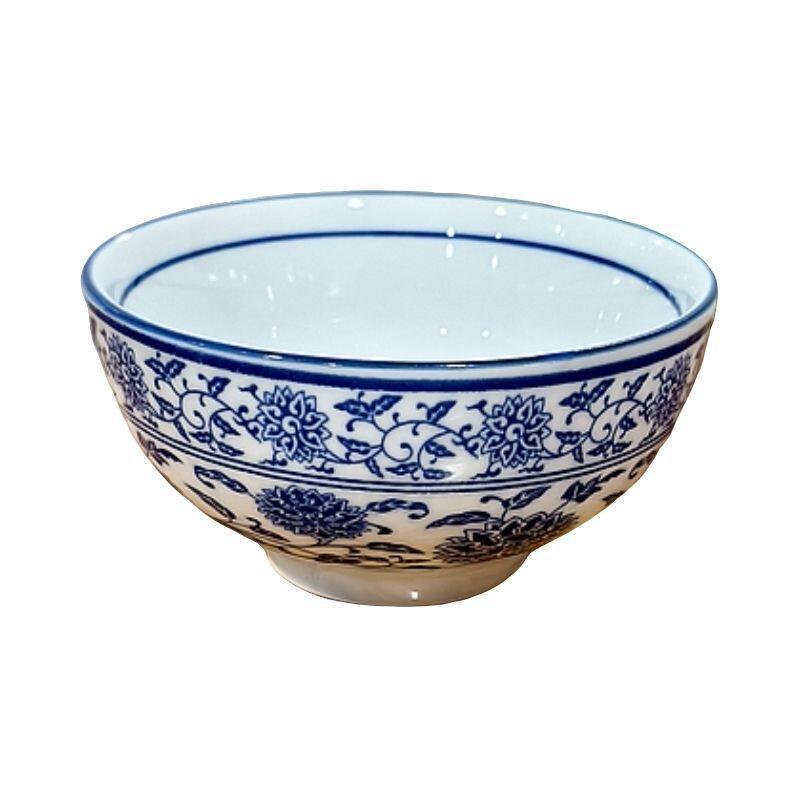 Retro Japanese Blue and White Porcelain Bowl for Rice, Dessert, Wine, or Soup