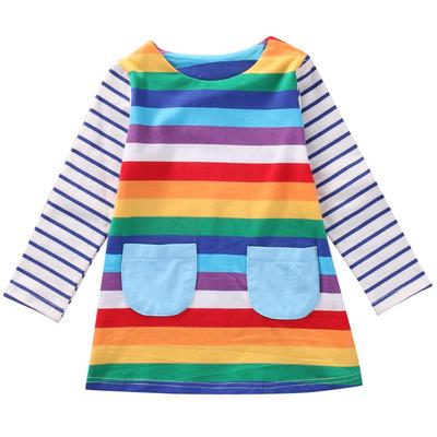 New Sleeveless Girls Dress A-line Colourful Stripe Birthday Party Kids Clothes