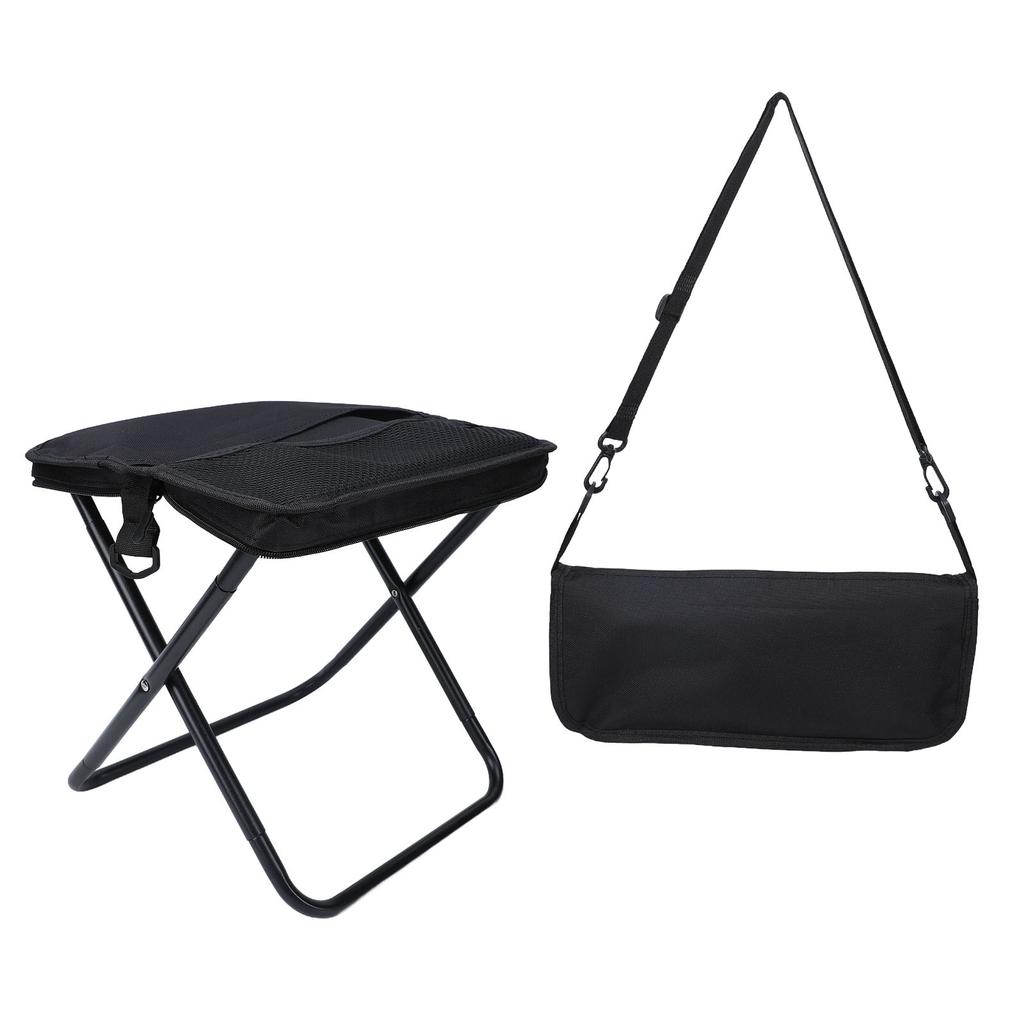 Portable Folding Camping Stool with Shoulder Strap Folding Stool Carry Bag for Hiking Fishing Picnics Black